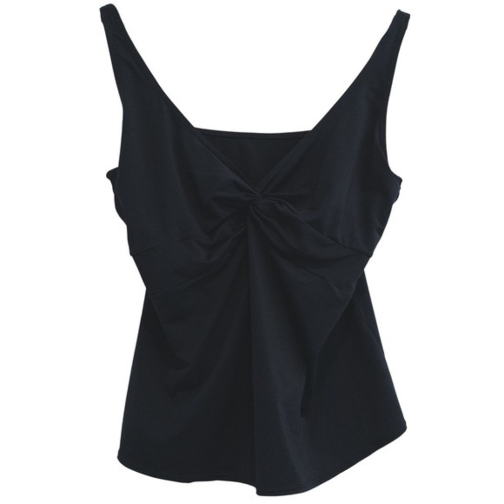 Swimsuit Tankini Top Women S-M Black Twist Front V-Neck Adjustable Swimwear Tank